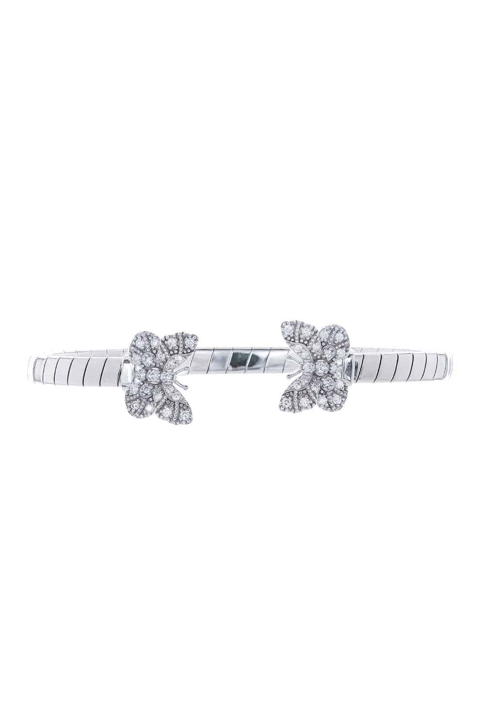 Butterfly Diamond Open Bangle Bracelet-WHITE GOLD-JEWELRYFINE JEWELBRACELET O-TANYA FARAH