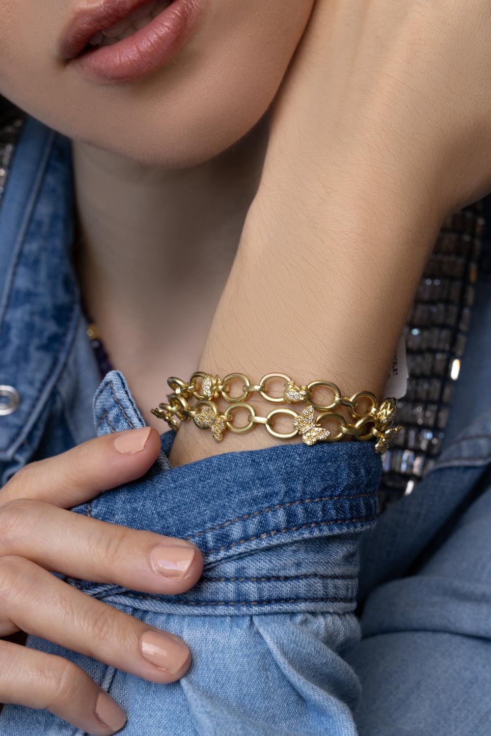 Tree of Life Diamond Butterfly Link Bracelet-YELLOW GOLD-8-JEWELRYFINE JEWELBRACELET O-TANYA FARAH