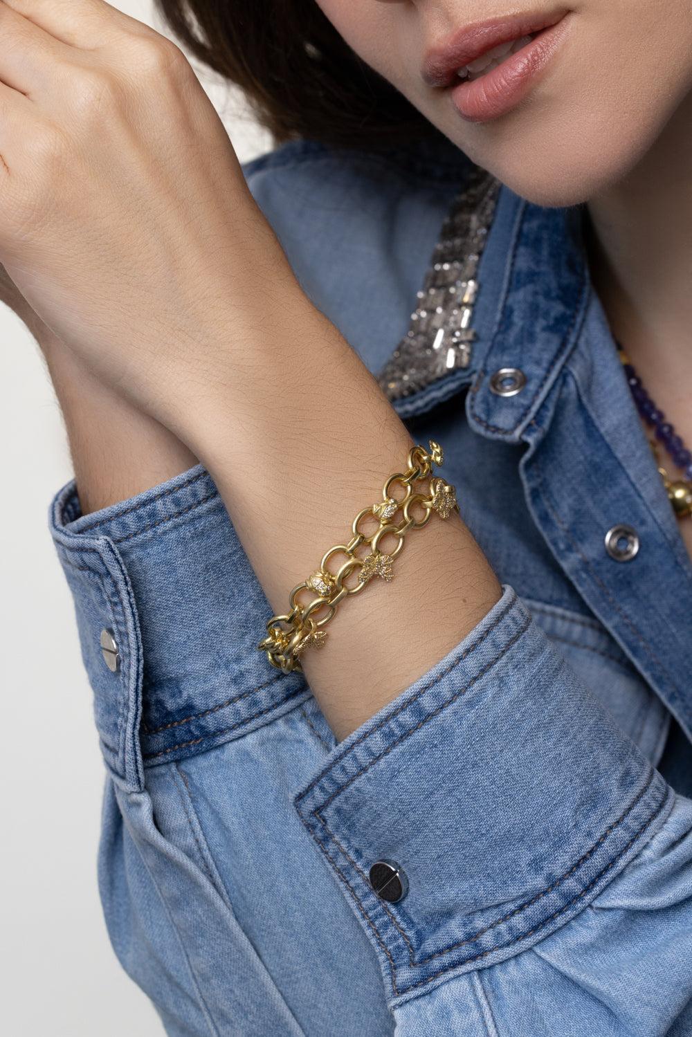 Tree of Life Diamond Butterfly Link Bracelet-YELLOW GOLD-8-JEWELRYFINE JEWELBRACELET O-TANYA FARAH