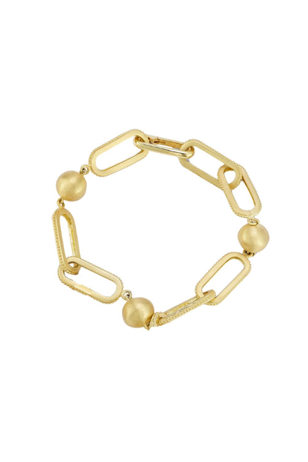 Large Modern Etruscan Granule Link Bracelet-YELLOW GOLD-JEWELRYFINE JEWELBRACELET O-TANYA FARAH