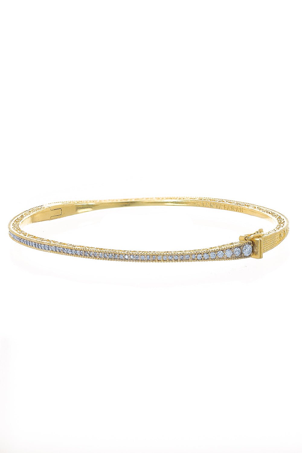 TANYA FARAH-Modern Etruscan Diamond Petite Bangle-YELLOW GOLD