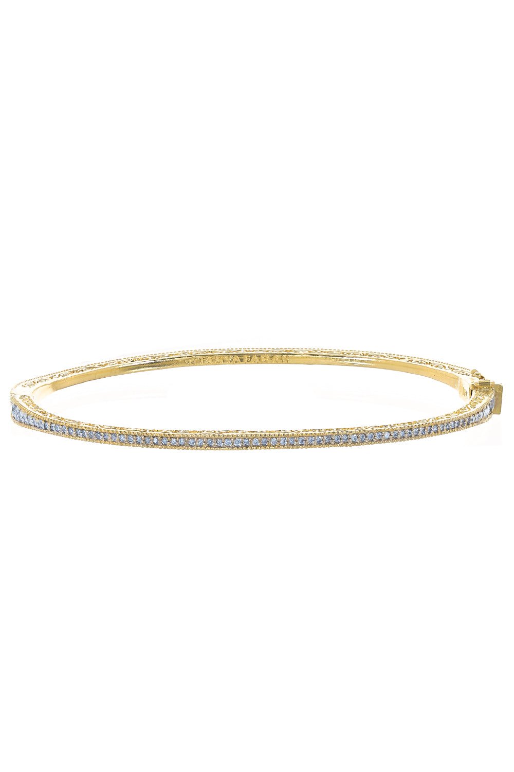 TANYA FARAH-Modern Etruscan Diamond Petite Bangle-YELLOW GOLD