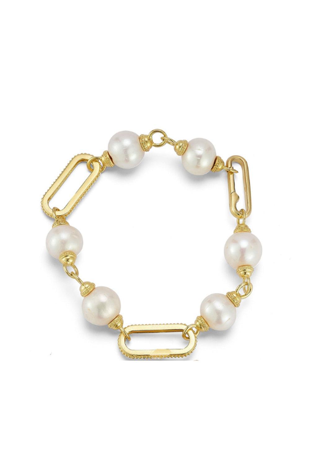 Pearl Beaded Gold Cap Bracelet-YELLOW GOLD-JEWELRYFINE JEWELBRACELET O-TANYA FARAH