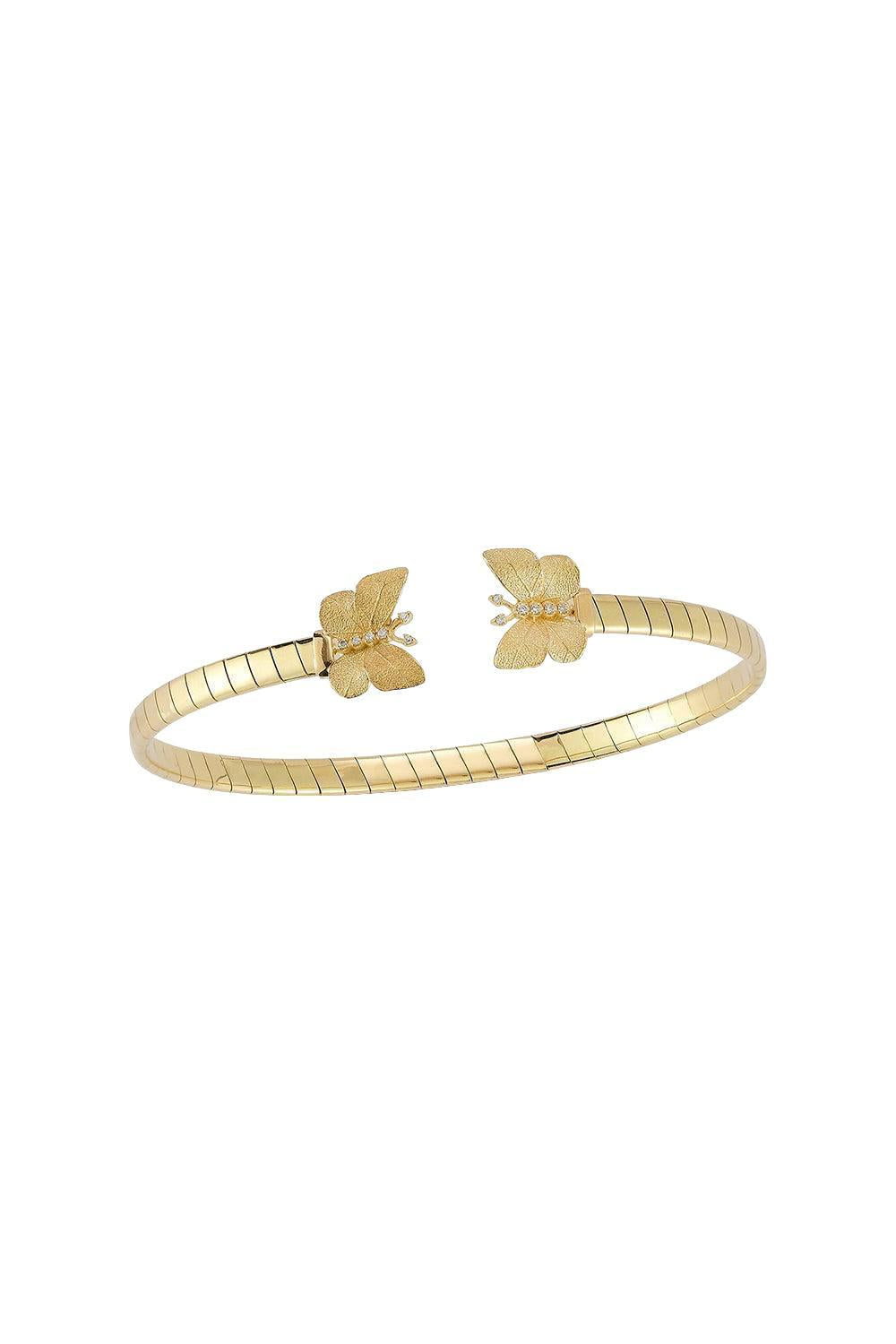 Textured Butterfly Open Bangle Bracelet-YELLOW GOLD-JEWELRYFINE JEWELBRACELET O-TANYA FARAH