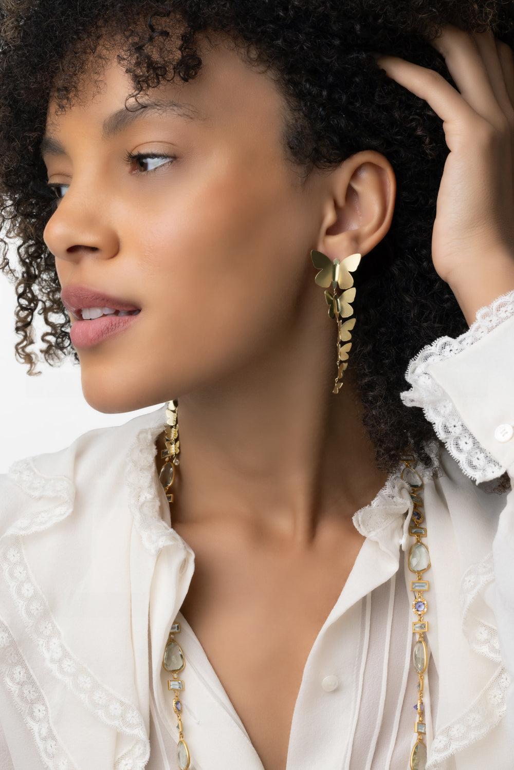 Cascading Butterfly Earrings-YELLOW GOLD-JEWELRYFINE JEWELEARRING-TANYA FARAH