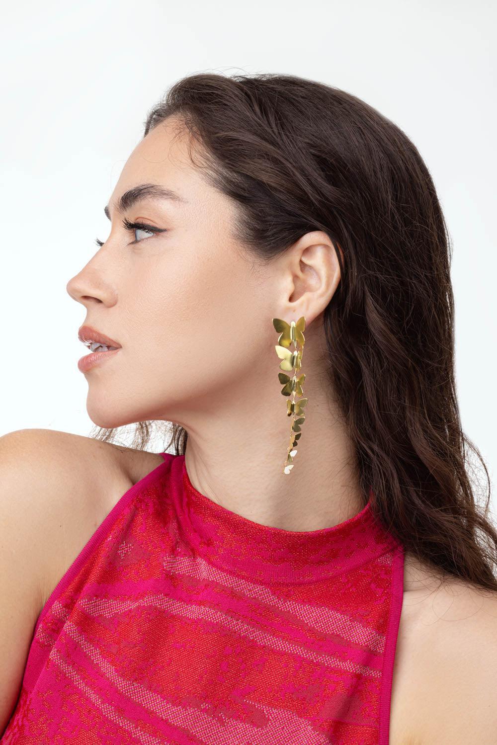Cascading Butterfly Earrings-YELLOW GOLD-JEWELRYFINE JEWELEARRING-TANYA FARAH