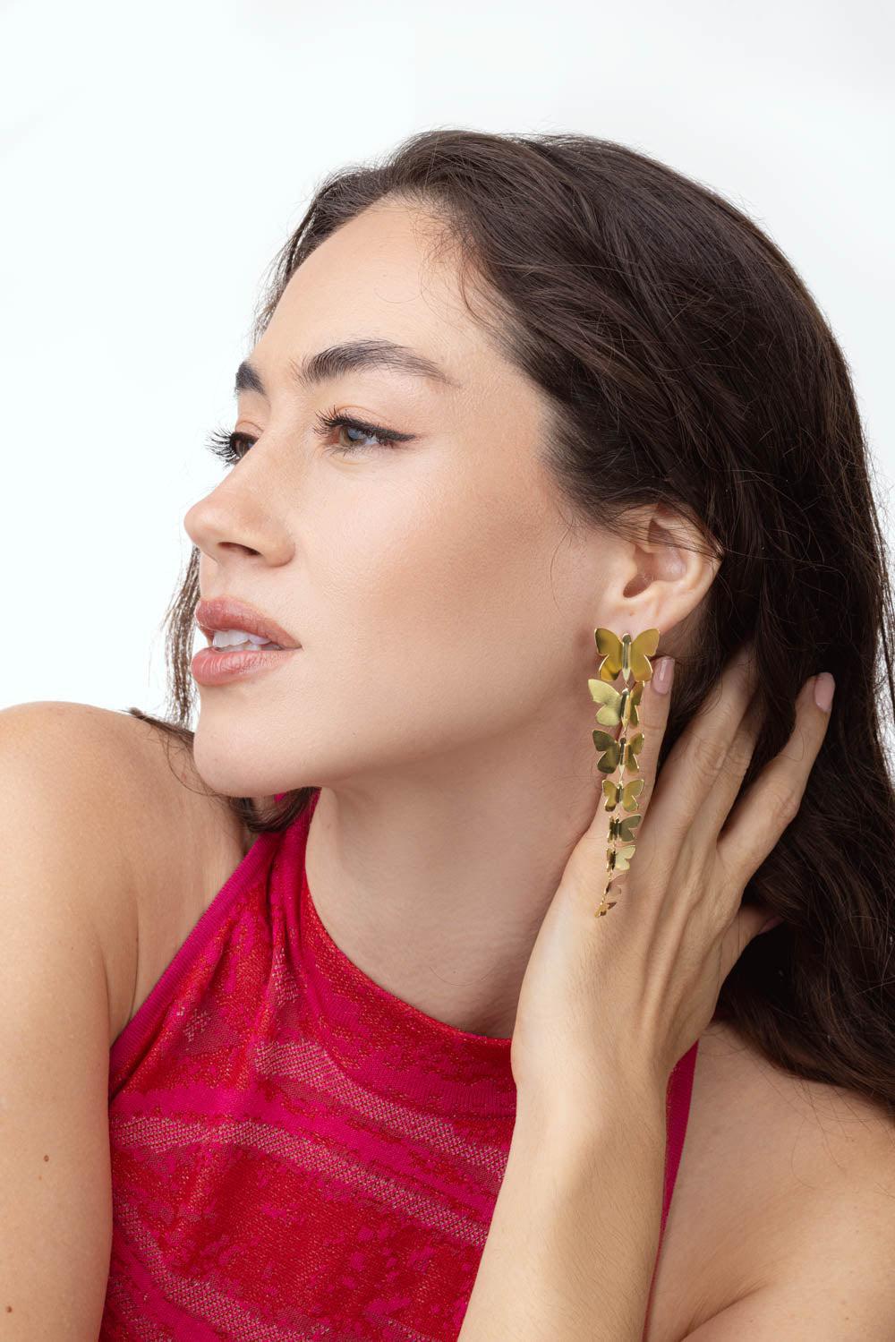 Cascading Butterfly Earrings-YELLOW GOLD-JEWELRYFINE JEWELEARRING-TANYA FARAH
