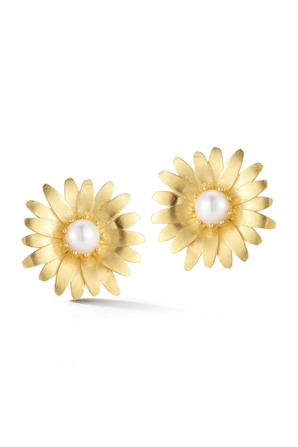 TANYA FARAH-Daisy Pearl Small Stud Earrings-YELLOW GOLD