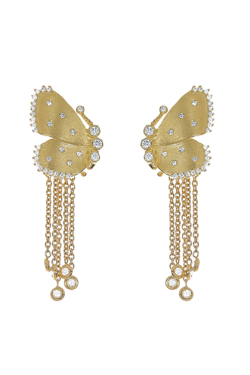 TANYA FARAH-Diamond Butterfly Half Wing Earrings-YELLOW GOLD