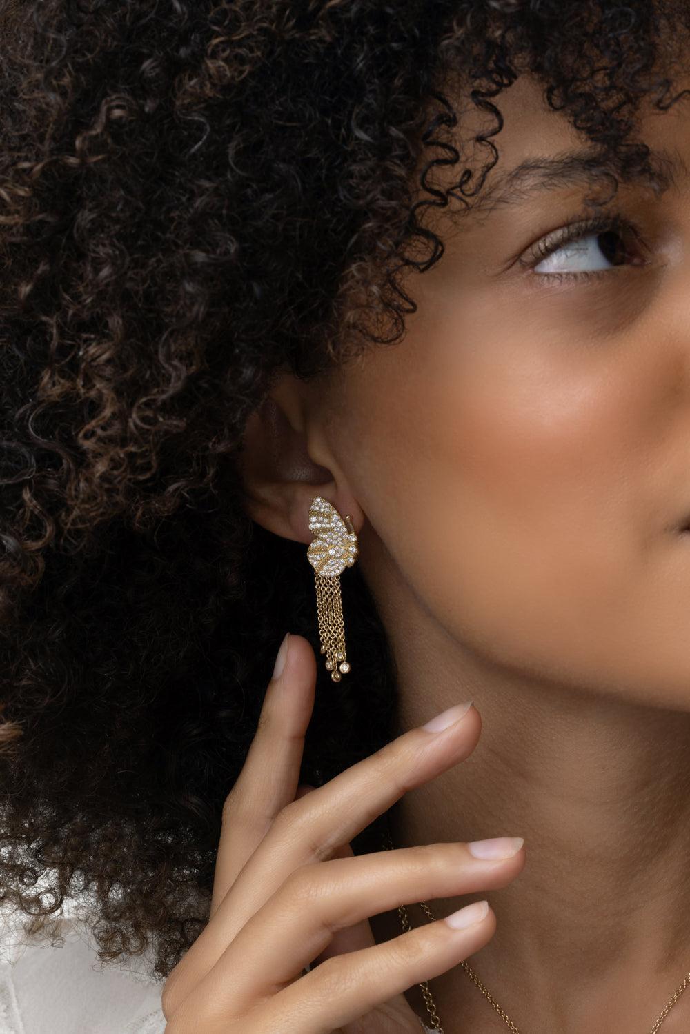 Diamond Butterfly Wing Earrings-YELLOW GOLD-JEWELRYFINE JEWELEARRING-TANYA FARAH