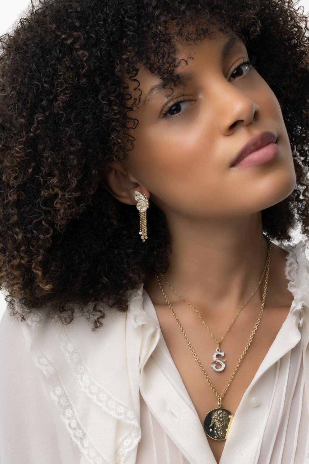 Diamond Butterfly Wing Earrings-YELLOW GOLD-JEWELRYFINE JEWELEARRING-TANYA FARAH
