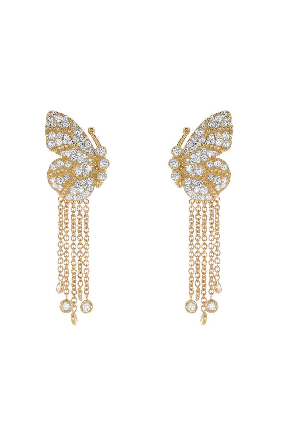 Diamond Butterfly Wing Earrings-YELLOW GOLD-JEWELRYFINE JEWELEARRING-TANYA FARAH