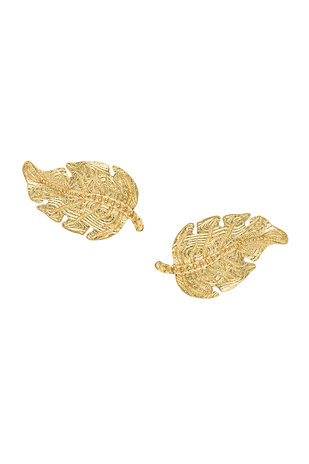 TANYA FARAH-Diamond Leaf Stud Earrings-YELLOW GOLD
