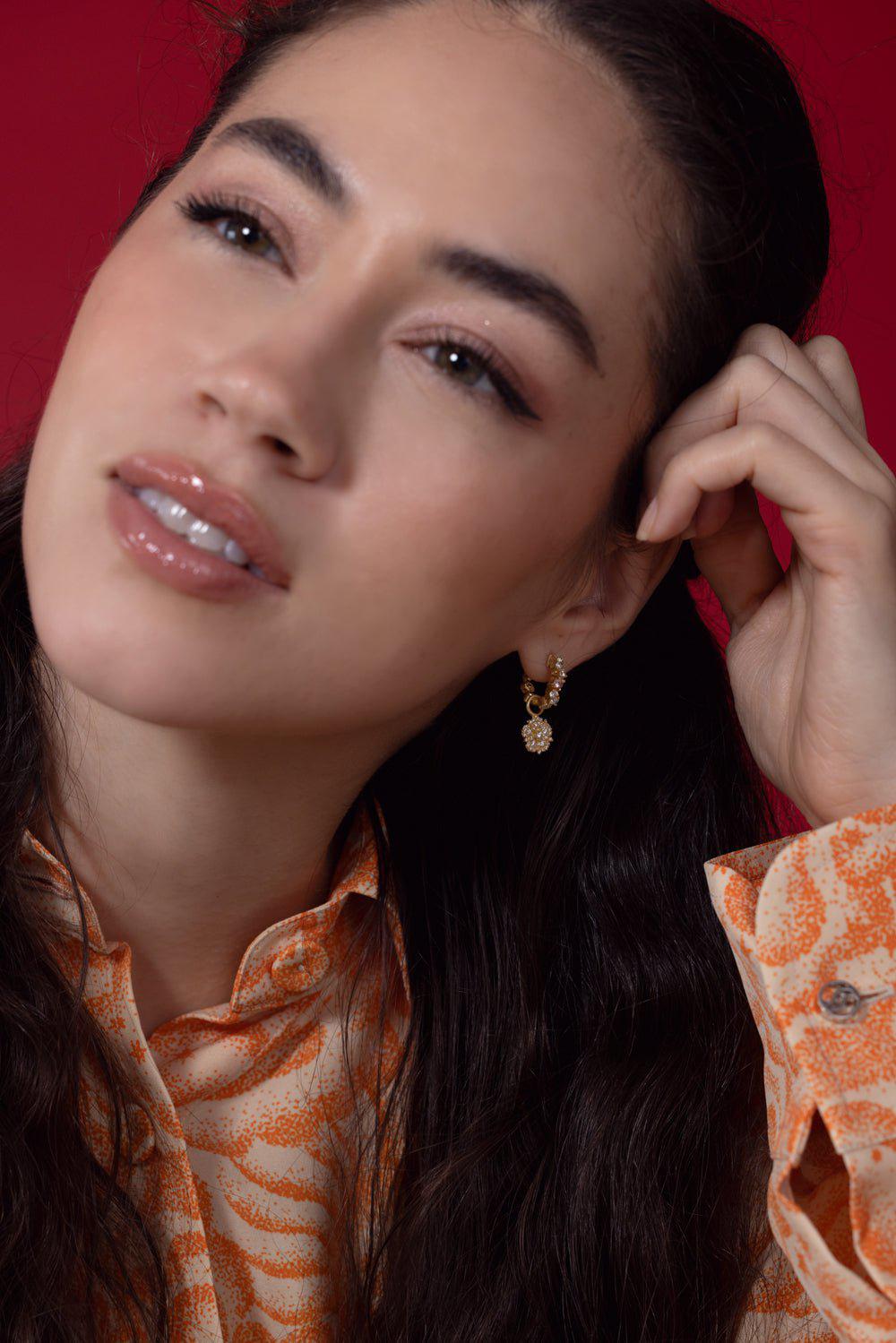 TANYA FARAH-Jasmine Bloom Diamond Drop Earrings-YELLOW GOLD