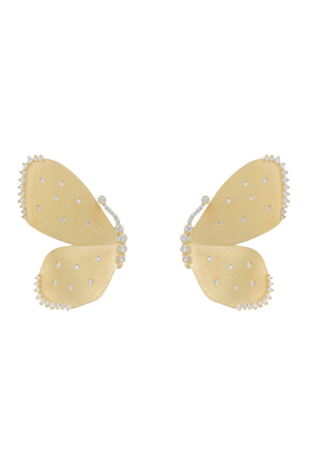 TANYA FARAH-Large Scattered Diamond Butterfly Half Wing Earrings-YELLOW GOLD