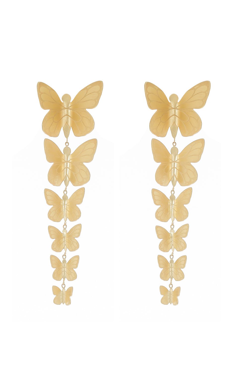 TANYA FARAH-Six Cascading Butterfly Earrings-YELLOW GOLD