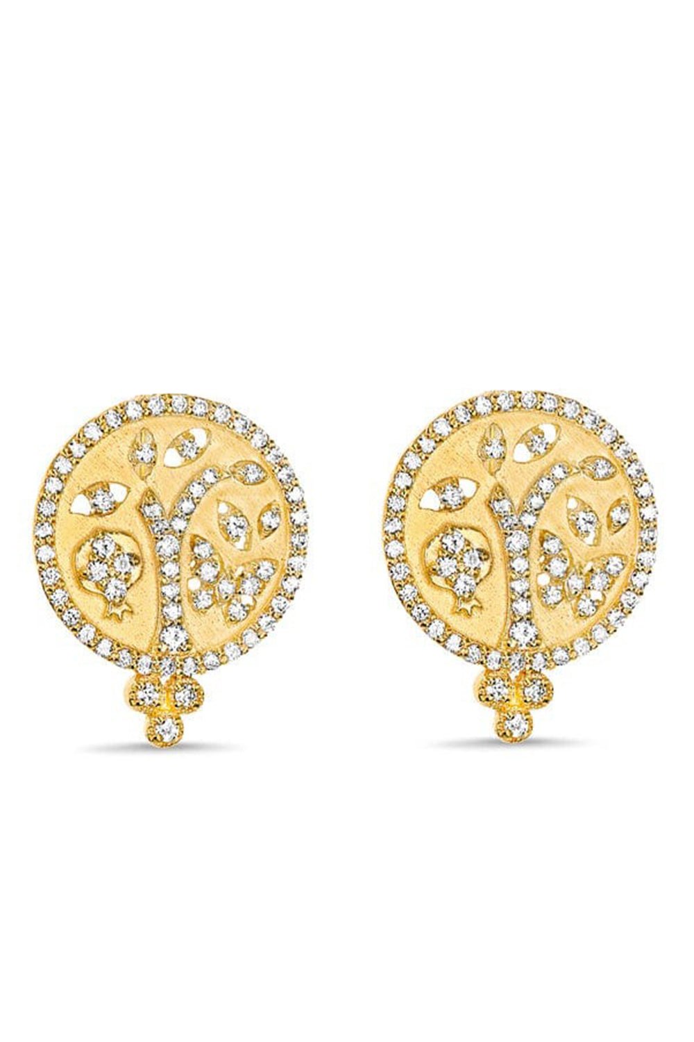 TANYA FARAH-Tree of Life Diamond Disc Drop Earrings-YELLOW GOLD