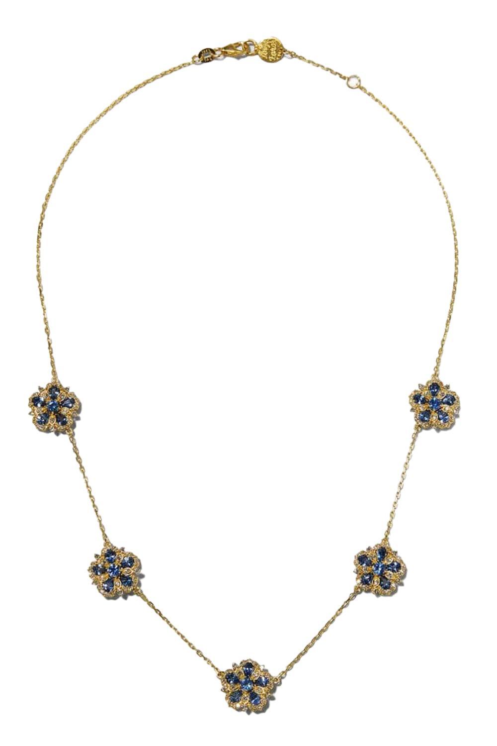 Ceylon Sapphire and Diamond Flower Station Necklace-YELLOW GOLD-JEWELRYFINE JEWELNECKLACE O-TANYA FARAH