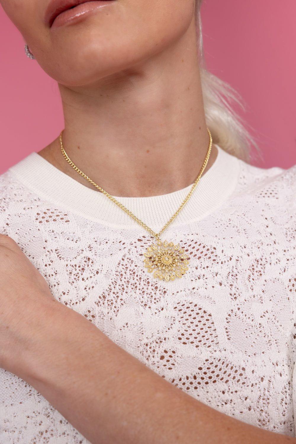 TANYA FARAH-Sunburst Diamond Necklace-YELLOW GOLD