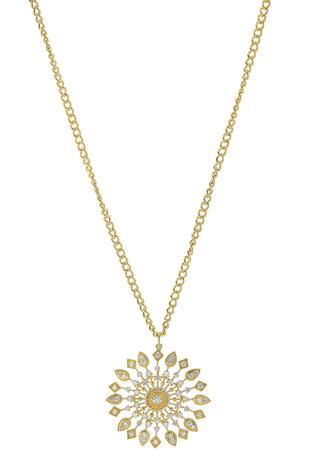 TANYA FARAH-Sunburst Diamond Necklace-YELLOW GOLD
