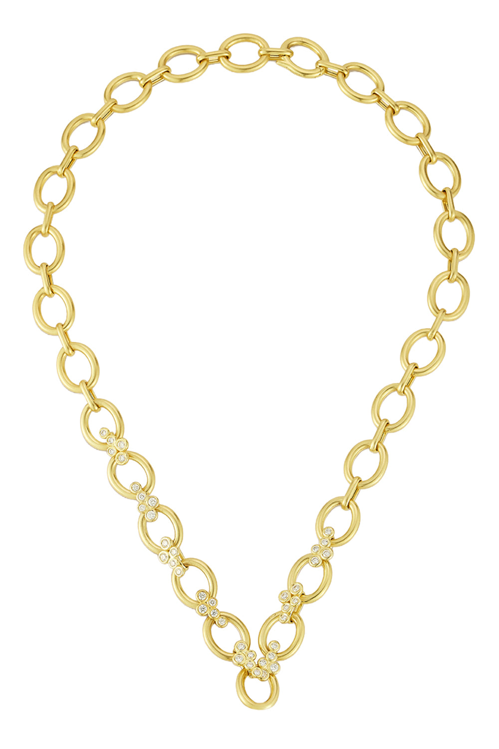  Diamond Cluster Link Necklace-YELLOW GOLD-17-JEWELRYFINE JEWELNECKLACE O-TANYA FARAH 