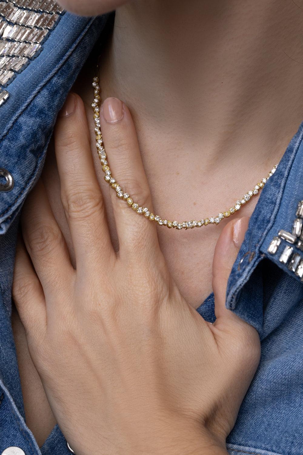 Modern Etruscan Diamond Confetti Necklace-YELLOW GOLD-18-JEWELRYFINE JEWELNECKLACE O-TANYA FARAH