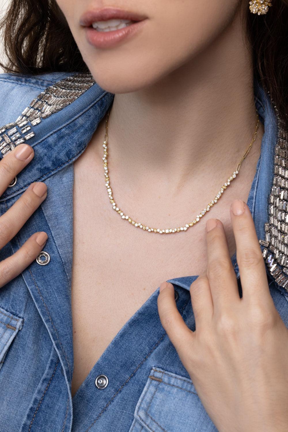 Modern Etruscan Diamond Confetti Necklace-YELLOW GOLD-18-JEWELRYFINE JEWELNECKLACE O-TANYA FARAH