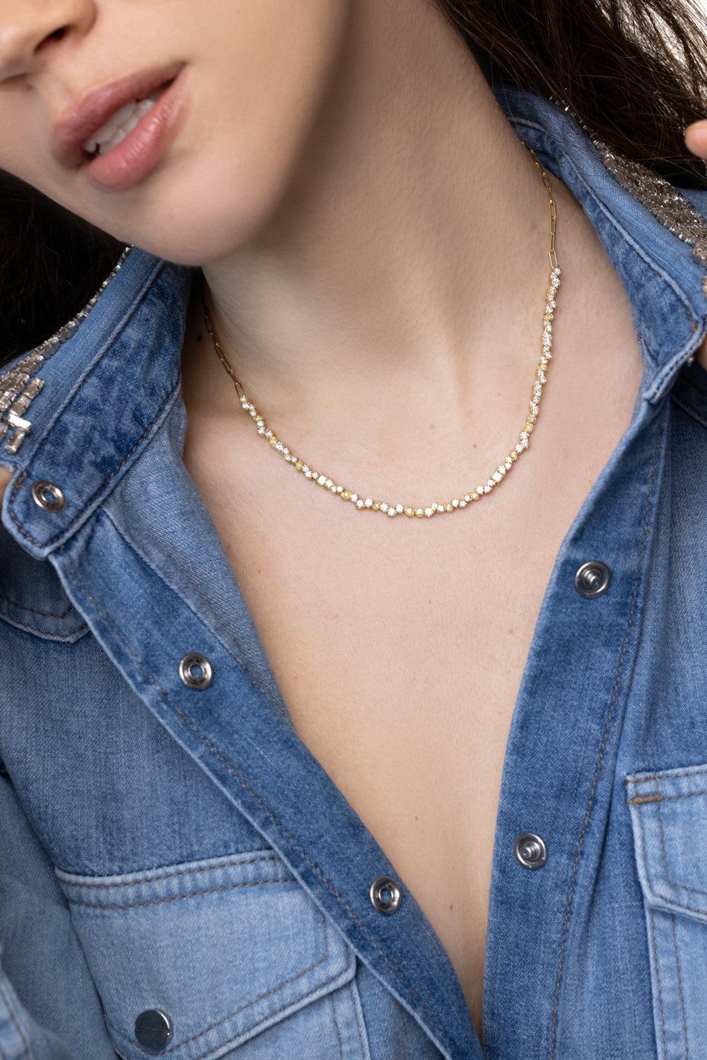 Modern Etruscan Diamond Confetti Necklace-YELLOW GOLD-18-JEWELRYFINE JEWELNECKLACE O-TANYA FARAH