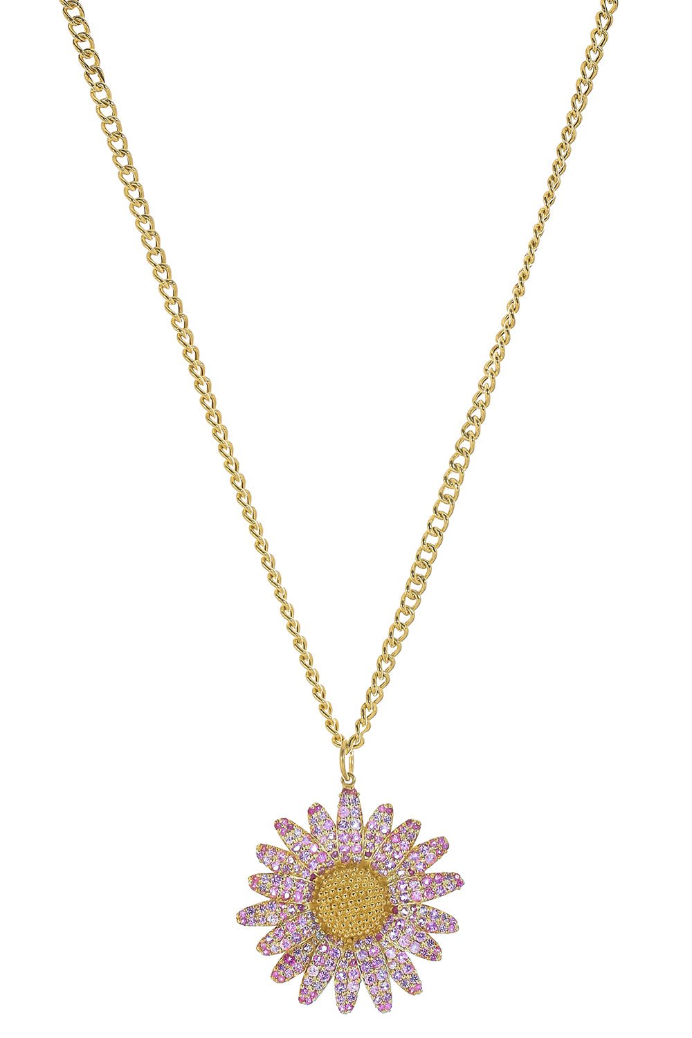 TANYA FARAH-Pink Sapphire Daisy Necklace-YELLOW GOLD