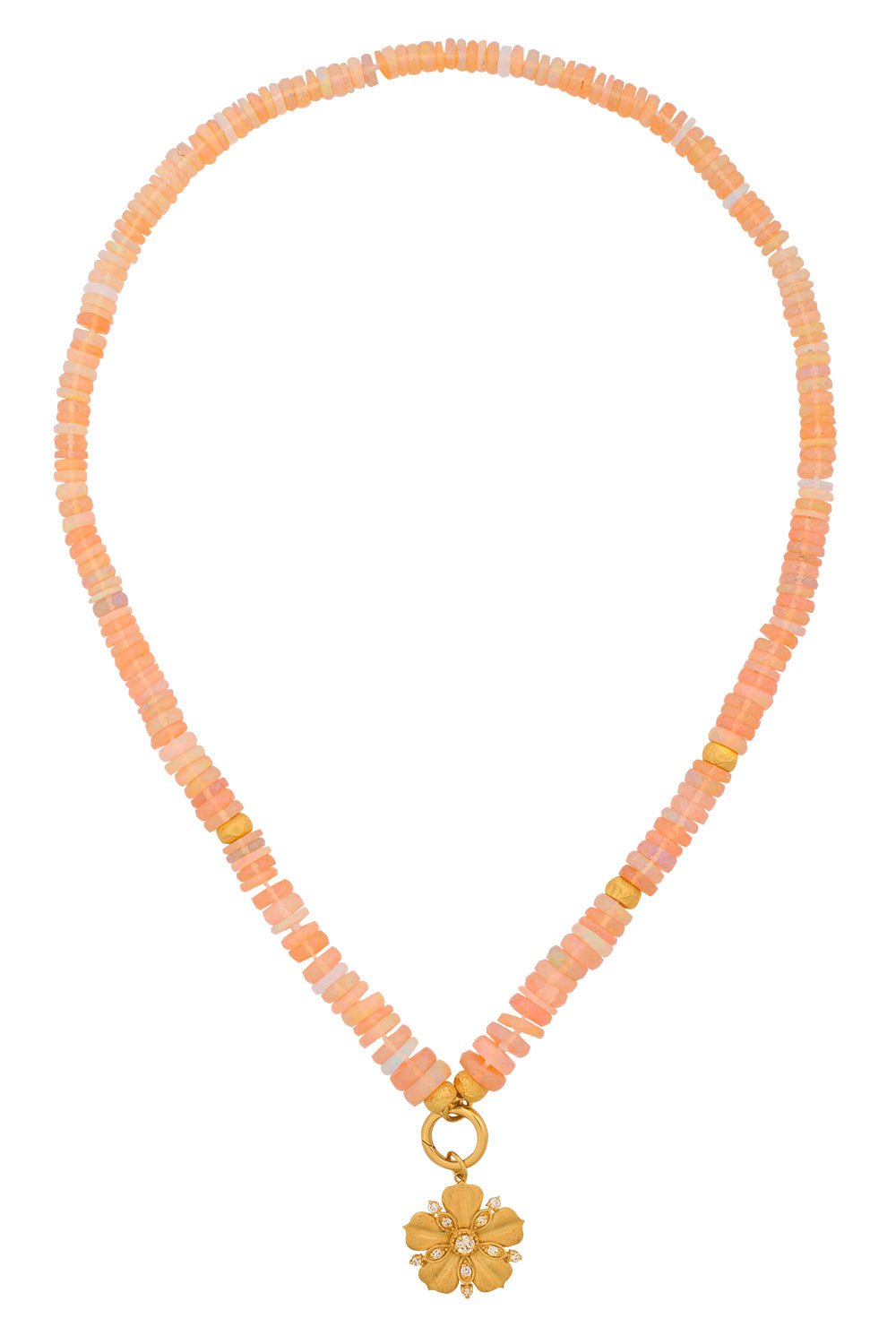TANYA FARAH-Jasmine Bloom Tala Opal Beaded Flower Pendant-YELLOW GOLD