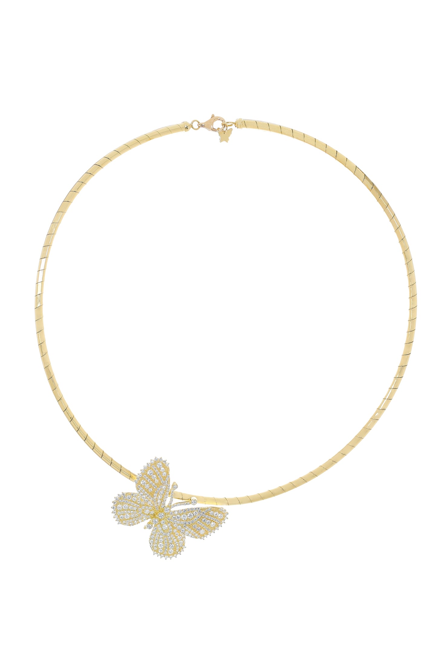 TANYA FARAH-Large Diamond Butterlfy Collar Necklace-YELLOW GOLD