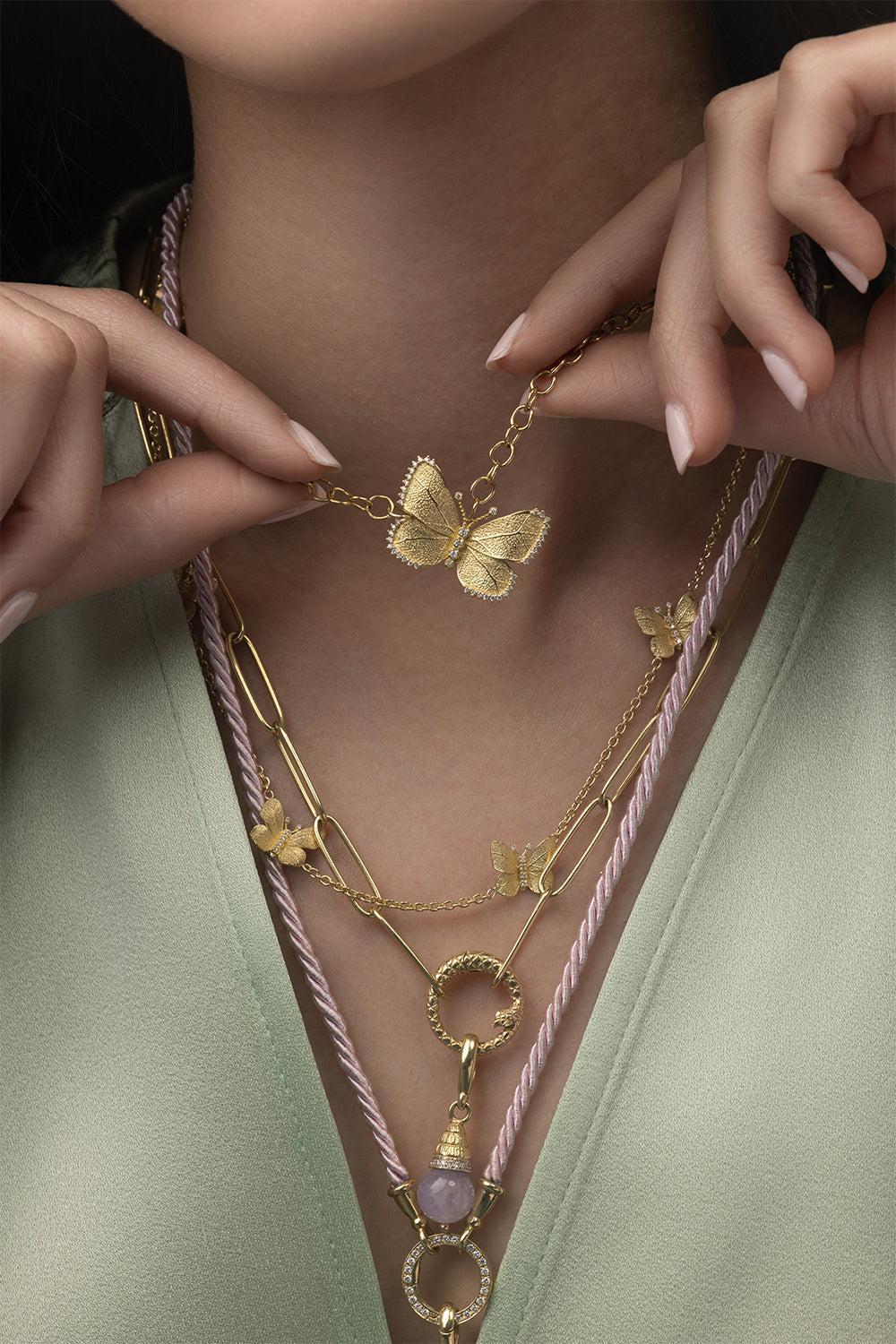 Medium Diamond Accent Butterfly Necklace-YELLOW GOLD-JEWELRYFINE JEWELNECKLACE O-TANYA FARAH