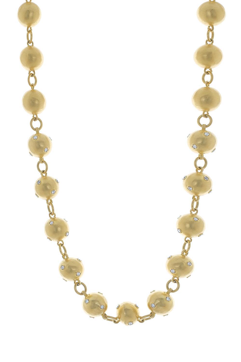 Modern Etruscan Diamond Ball Chain-YELLOW GOLD-JEWELRYFINE JEWELNECKLACE O-TANYA FARAH