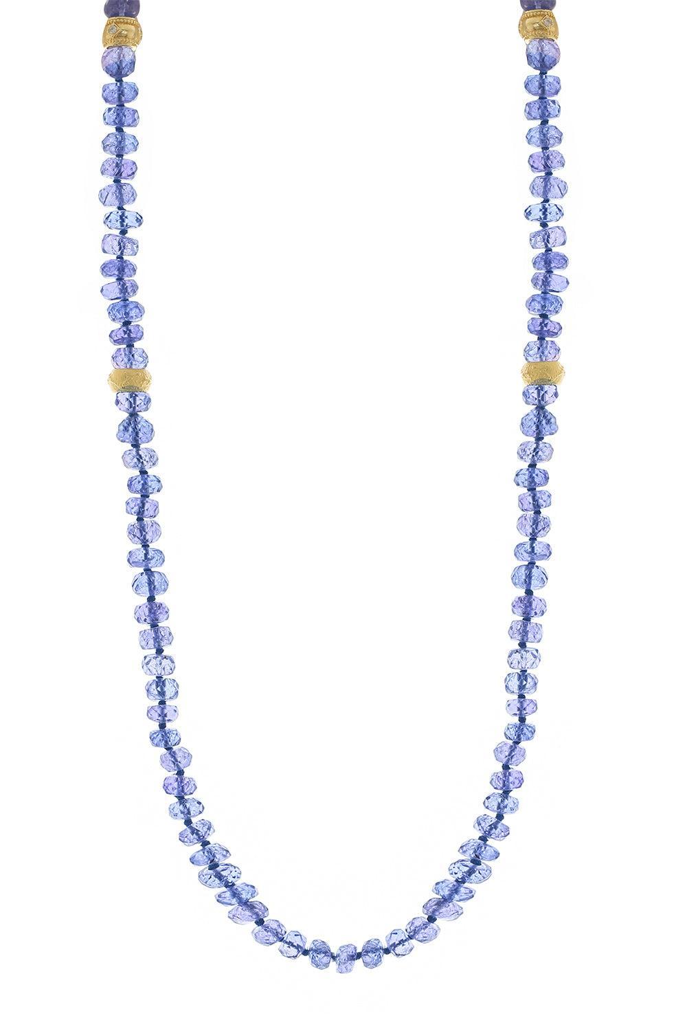 Modern Etruscan Tazanite Beaded Necklace-YELLOW GOLD-JEWELRYFINE JEWELNECKLACE O-TANYA FARAH