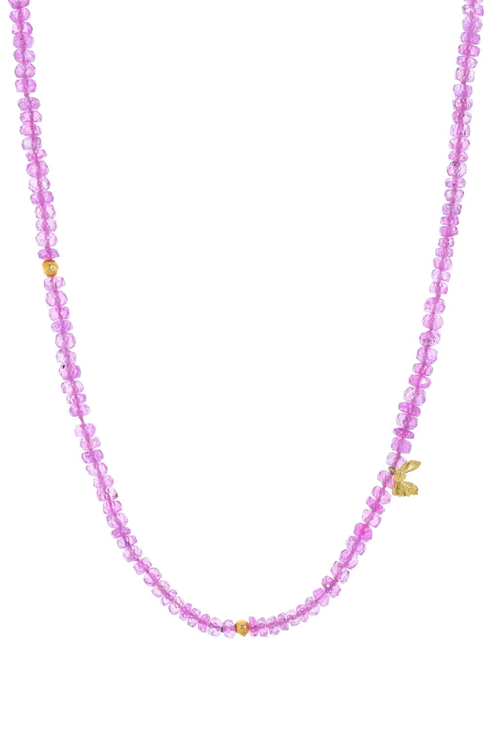 TANYA FARAH-Pink Sapphire Beaded Necklace-YELLOW GOLD