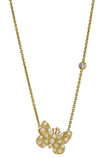 Small Diamond Butterfly Necklace-YELLOW GOLD-JEWELRYFINE JEWELNECKLACE O-TANYA FARAH