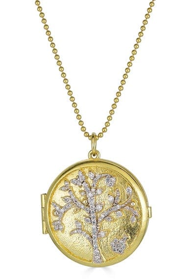 TANYA FARAH-Tree of Life Locket Necklace-YELLOW GOLD