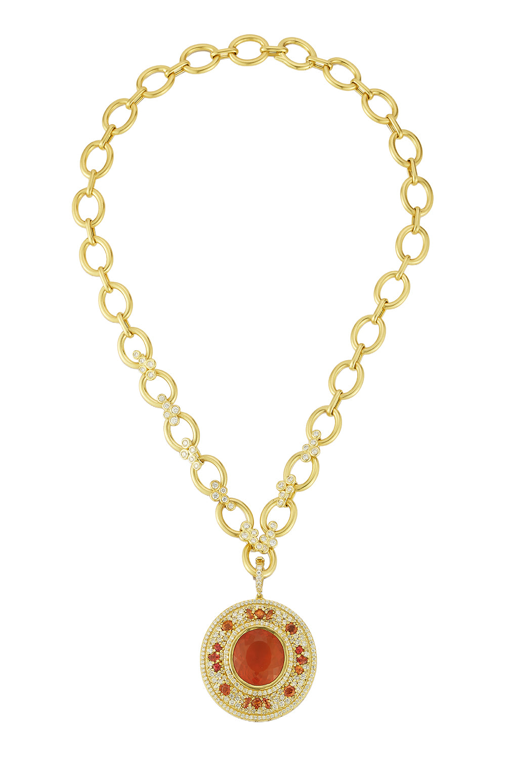 Diamond Fire Opal Pendant-YELLOW GOLD-JEWELRYFINE JEWELPENDANT-TANYA FARAH