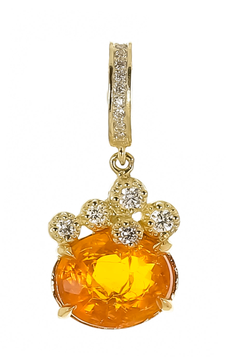 Fire Opal Diamond Cluster Pendant-YELLOW GOLD-JEWELRYFINE JEWELPENDANT-TANYA FARAH