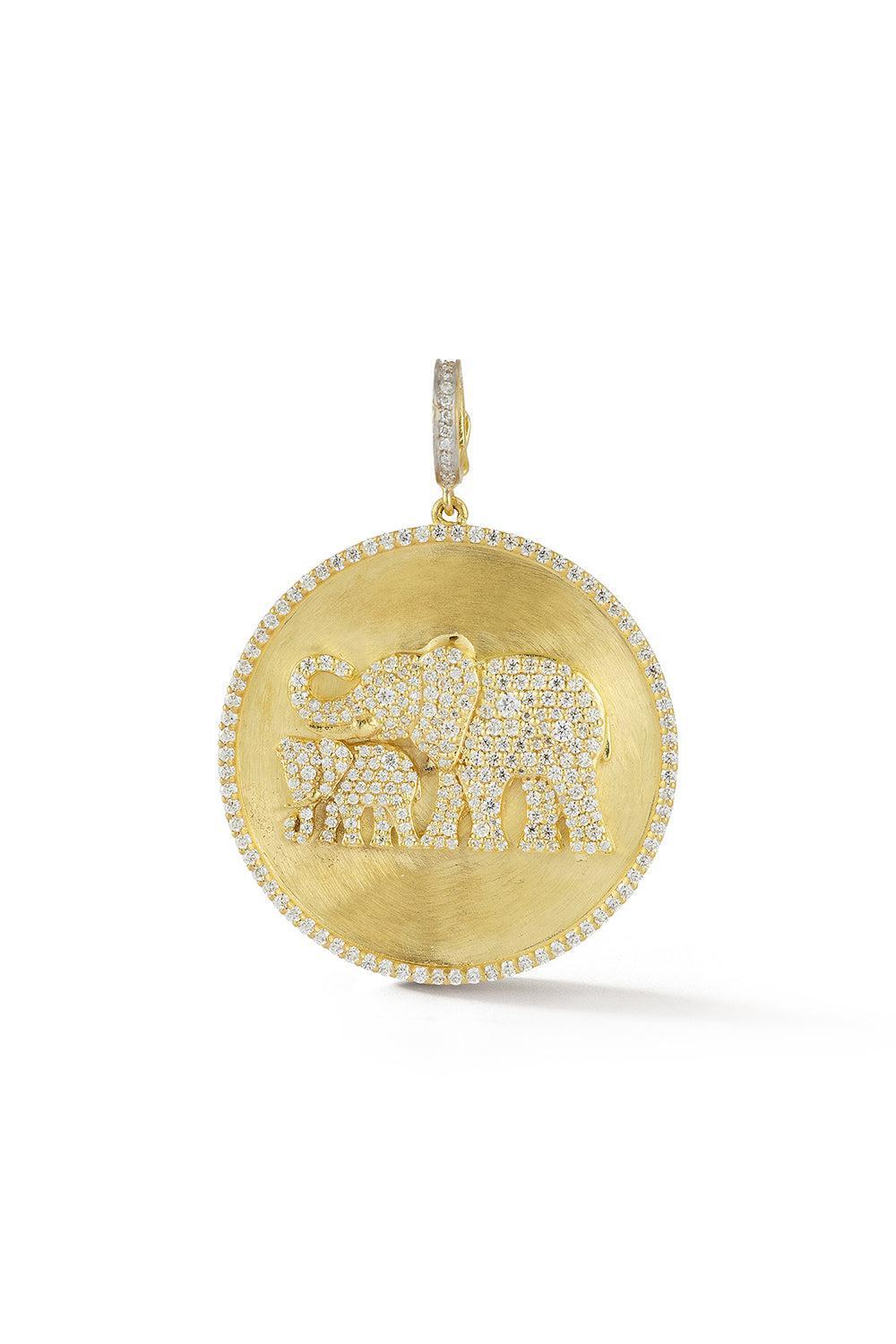 Tree of Life Diamond Elephant Pendant-YELLOW GOLD-JEWELRYFINE JEWELPENDANT-TANYA FARAH