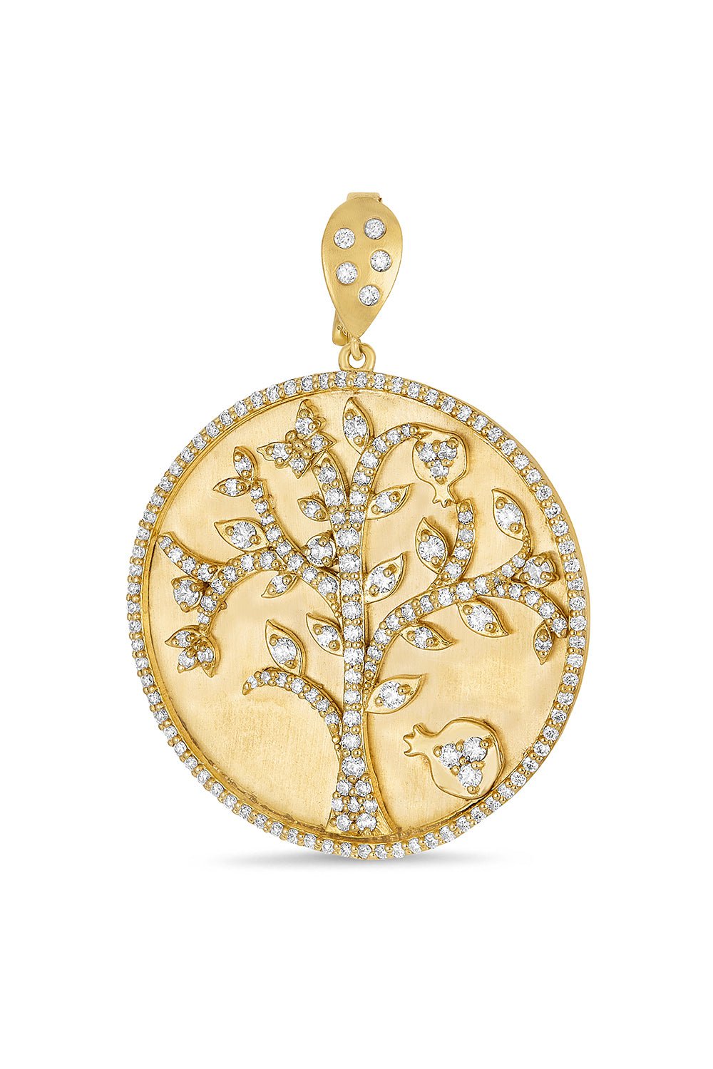 TANYA FARAH-XL Tree Of Life Diamond Pendant-YELLOW GOLD