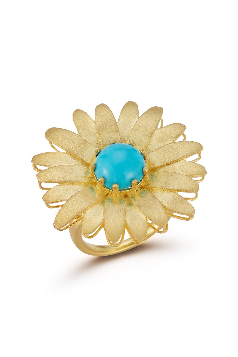 TANYA FARAH-Daisy Turquoise Ring-YELLOW GOLD