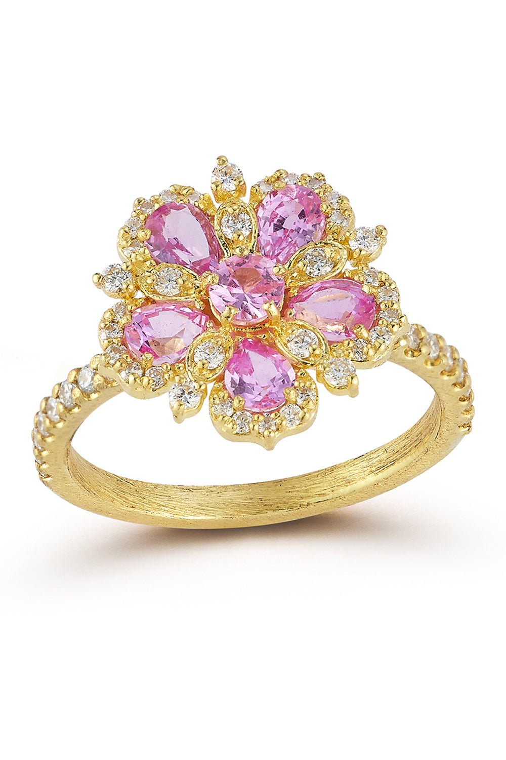 TANYA FARAH-Jasmine Bloom Pink Sapphire Diamond Ring-YELLOW GOLD