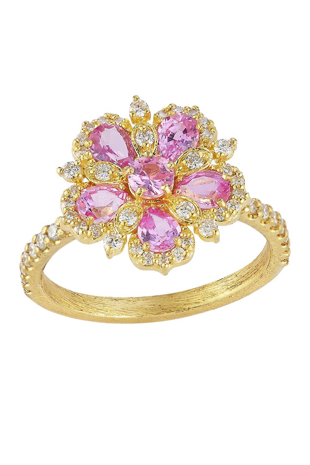 Jasmine Bloom Pink Sapphire Diamond Ring-YELLOW GOLD-6.25-JEWELRYFINE JEWELRING-TANYA FARAH