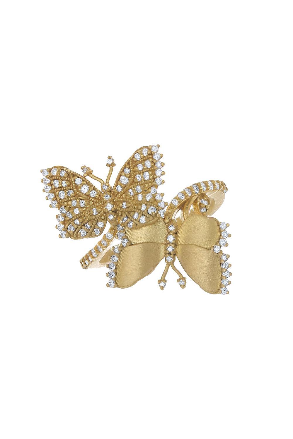 Kissing Butterlfies Diamond Bypass Ring