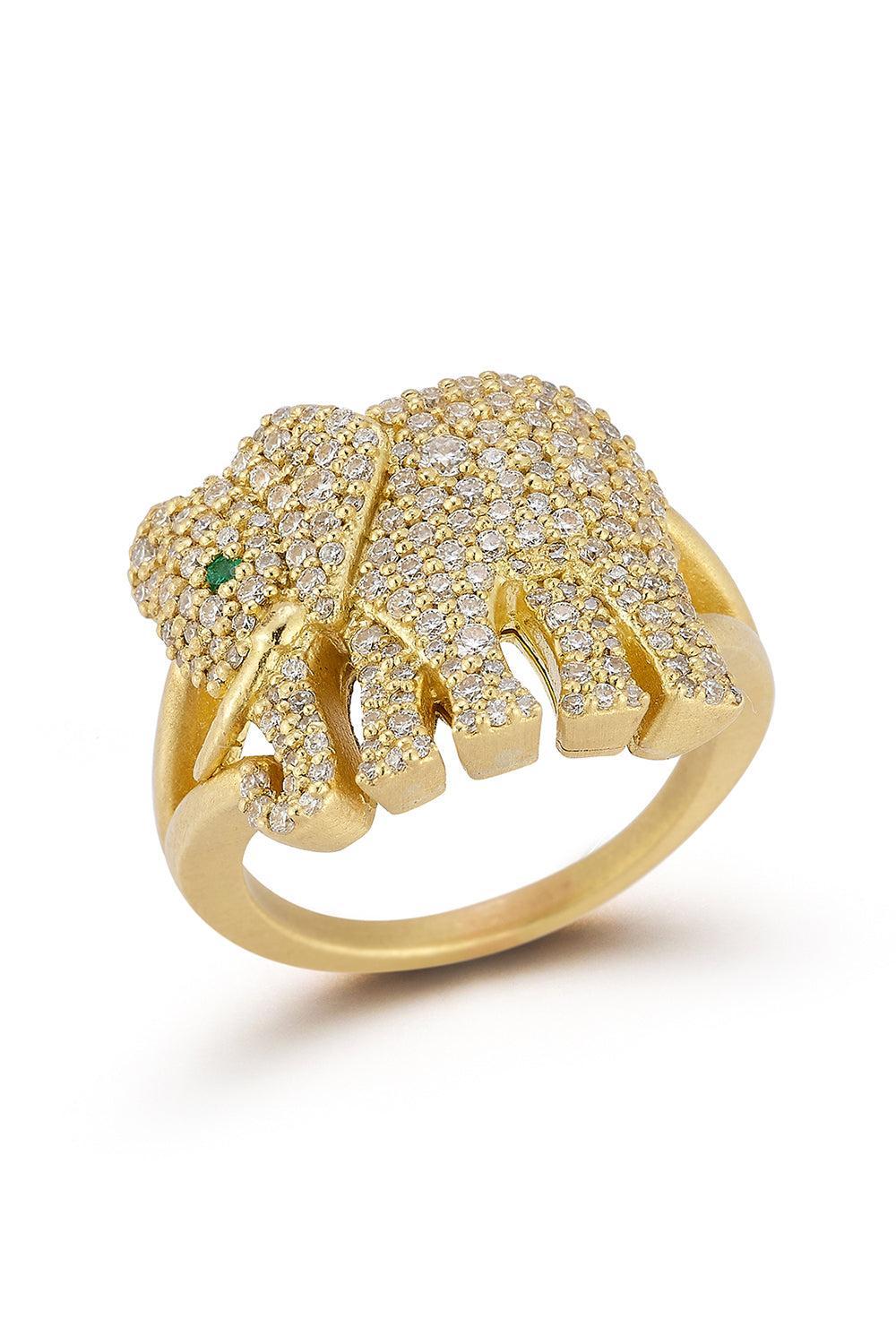 Tree of Life Diamond Elephant Ring-YELLOW GOLD-7-JEWELRYFINE JEWELRING-TANYA FARAH