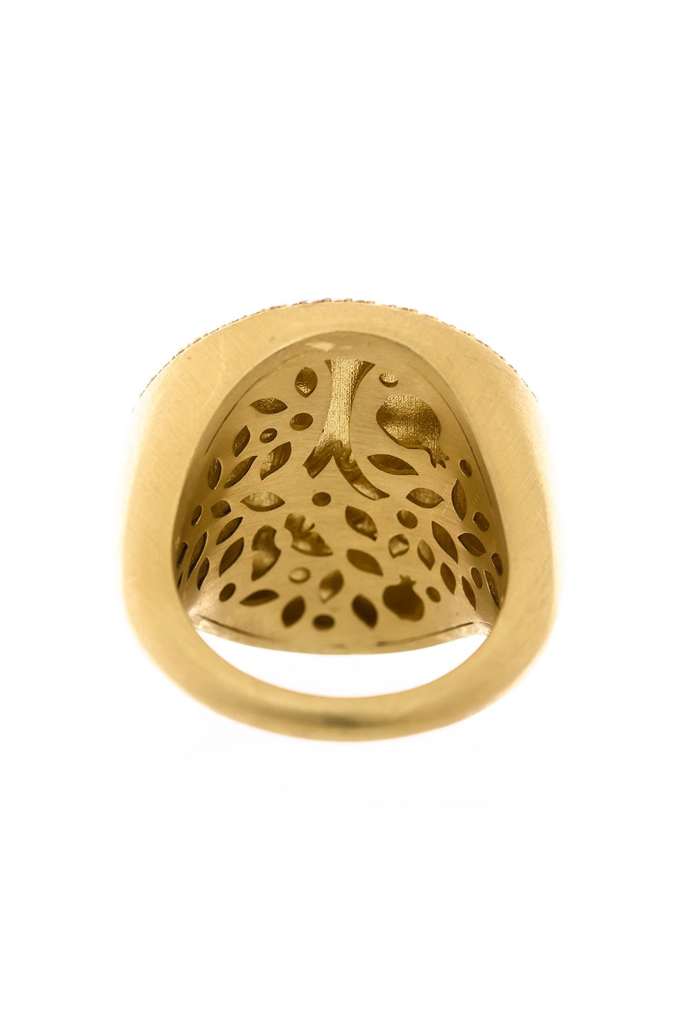 TANYA FARAH-Tree Of Life Diamond Signet Ring-YELLOW GOLD