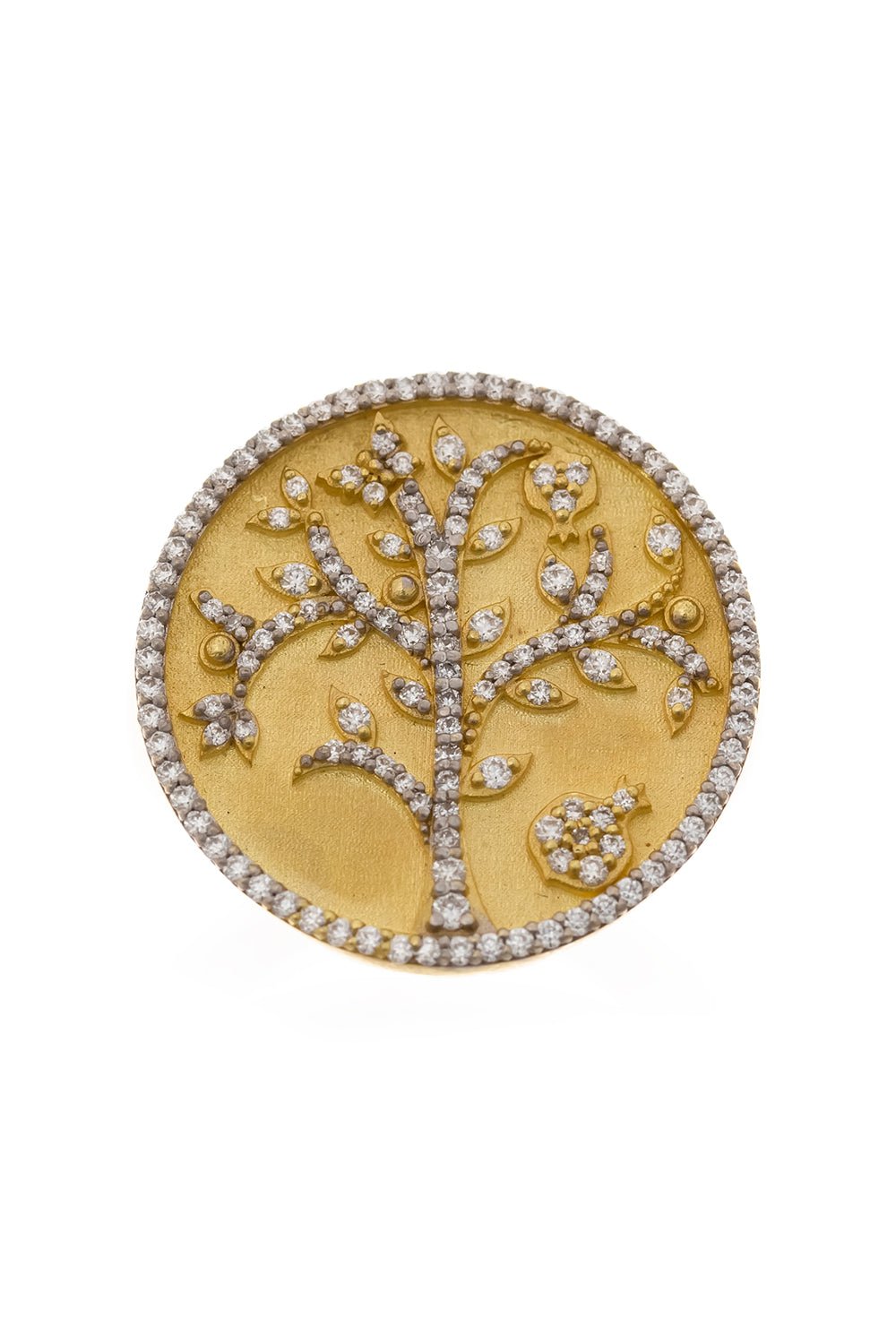 TANYA FARAH-Tree Of Life Diamond Signet Ring-YELLOW GOLD