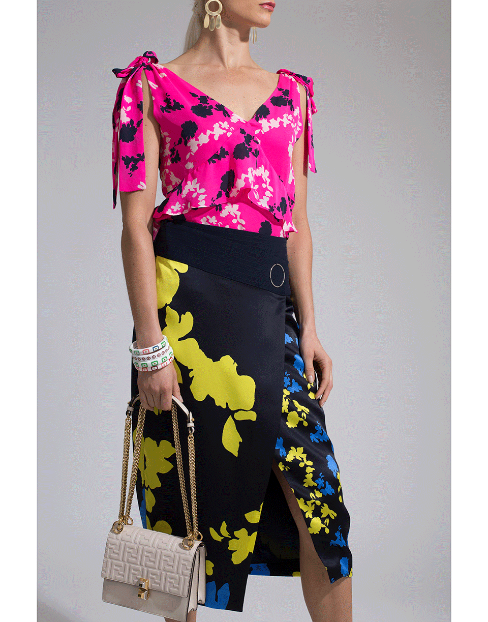 TANYA TAYLOR-Camo Print Satin Sierra Top-
