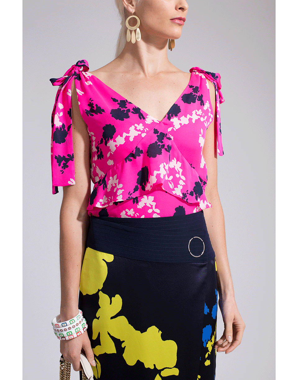 TANYA TAYLOR-Camo Print Satin Sierra Top-